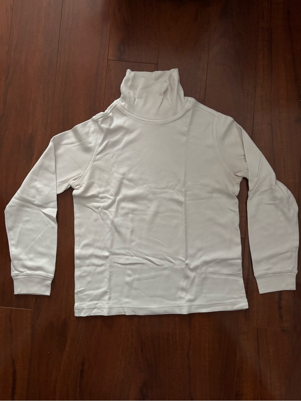 Girl's White Turtleneck Long Sleeve Top